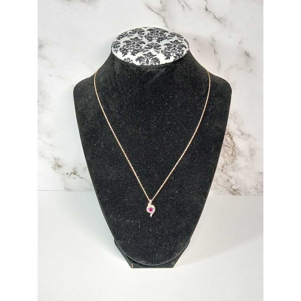 Sterling Silver Pink Topaz Silver Accents Gold Tone Pendant Necklace - Picture 8 of 16